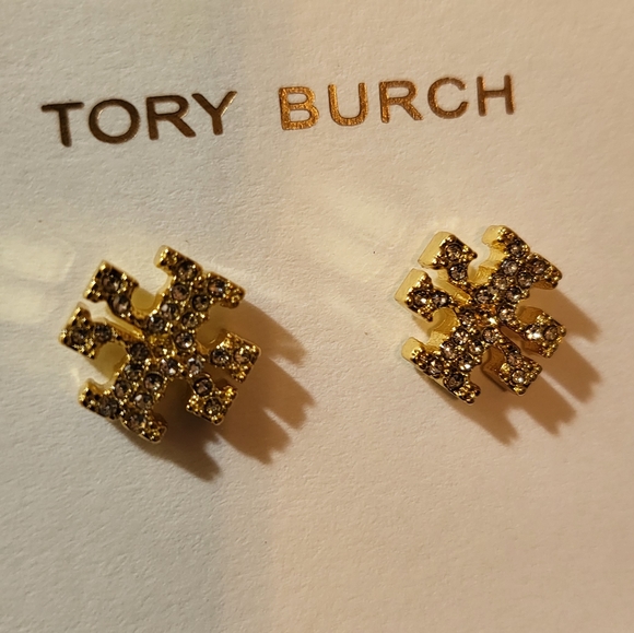 Tory Burch Crystal Logo Stud Earrings Brand New with Dust bag - Picture 4 of 8